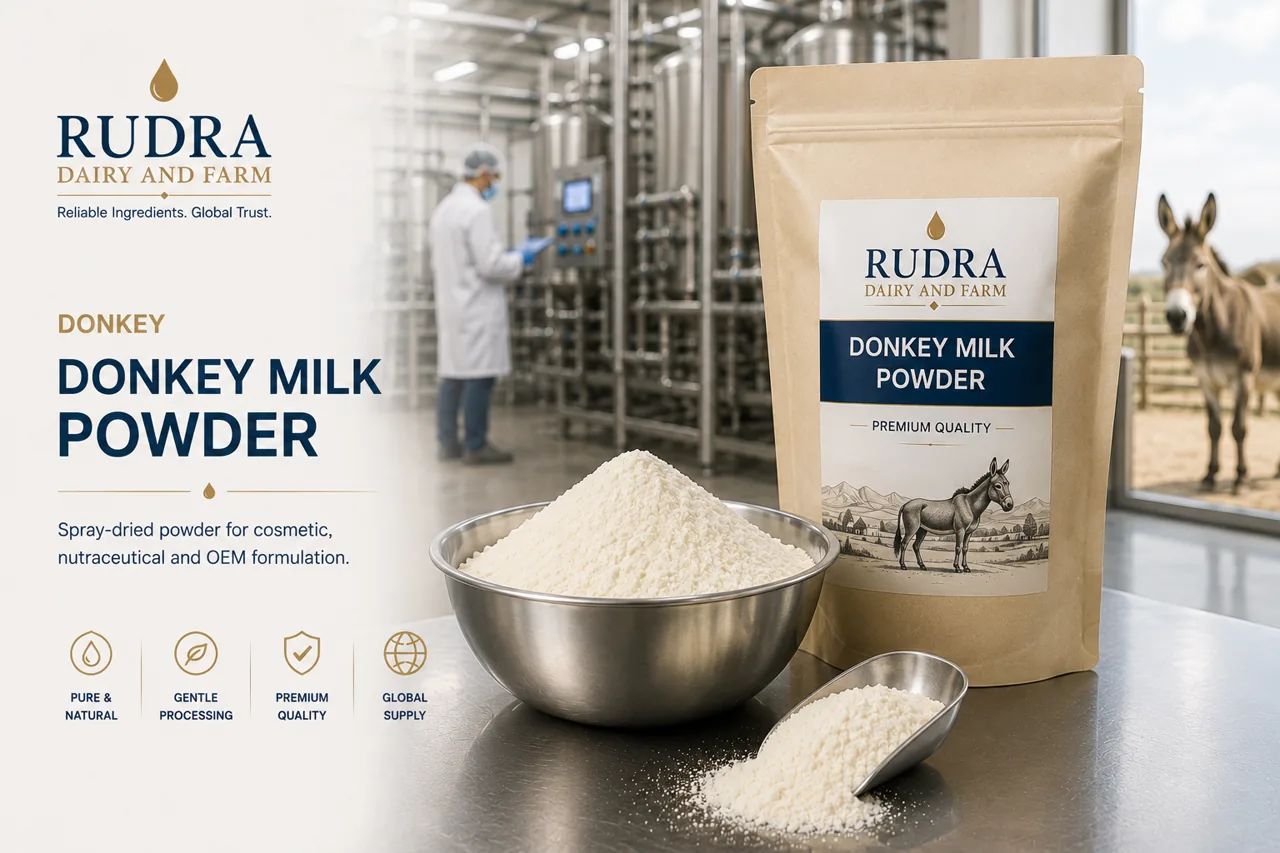 Donkey milk powder in packaging
